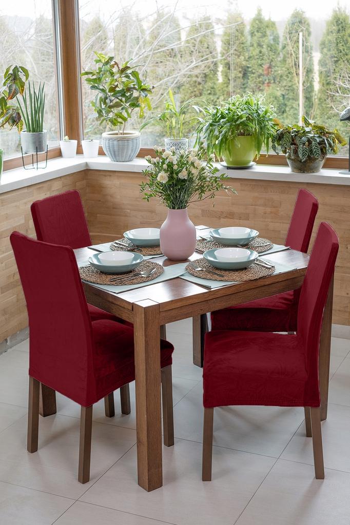 Cover Chair Velvet Dark Red Thick
