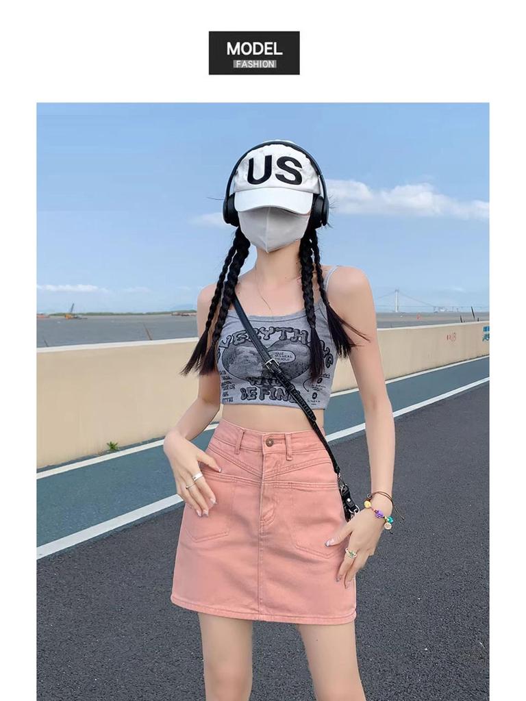 2025 High-Waist Denim Midi Skirt: Spring/Autumn Women's A-Line Bodycon with Anti-Exposure