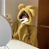 Plus Size Women's Faux Lambswool Bear Ear Hoodie - Loose Fit for Autumn/Winter