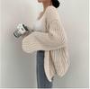 Korean Chic V-neck Loose Lantern Sleeve Cardigan Sweater