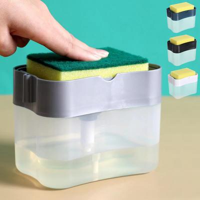 1 Set Soap Box Kitchen Automatic Dispenser Detergent and Liquid Box Sponge