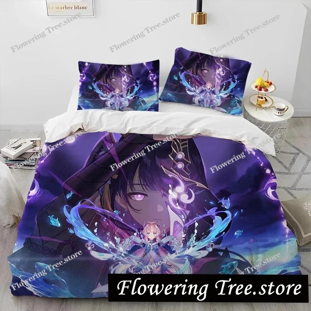 Anime Genshin Impact Game Bedding Set Duvet Cover Bed Set Quilt Cover Pillowcase Comforter king Queen Size Boys Adult Bedding