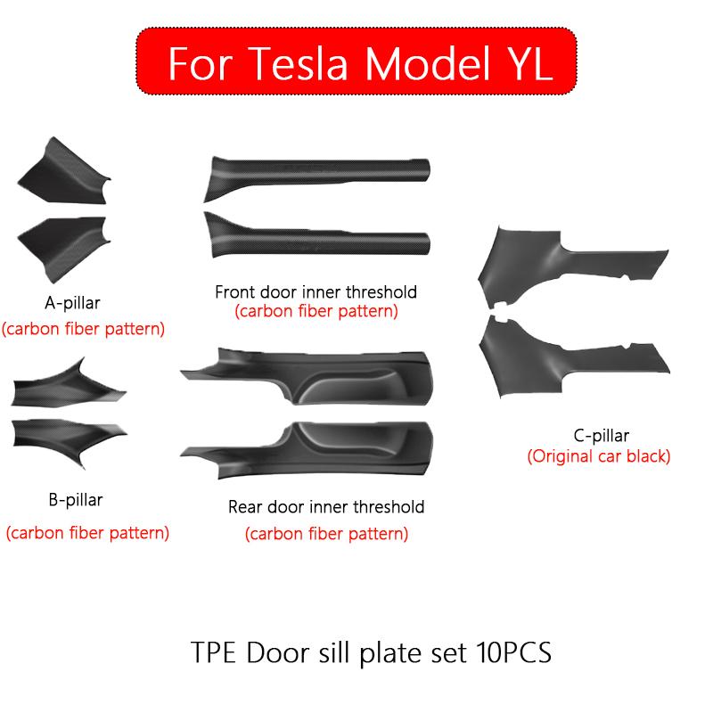 For Tesla Model YL 2026 TPE Front Rear Door Sill Protector Threshold Strip Waterproof Anti-kick Guard Panel Interior Accessories