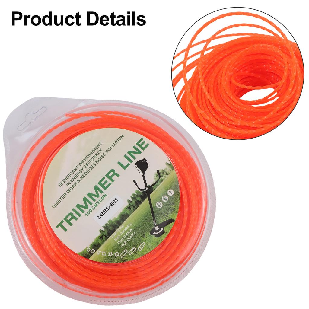 49m Mowing Cord 2.4mm X 49m Nylon Mowing Line Easy Installation Efficient Cutting Flexible Thickness Gardening Tasks