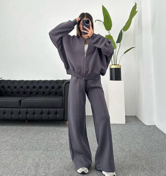 Damen Casual 2-teiliges Set Amerikanischer Stil Hoodie Jacke und Jogginghose Streetwear Sportbekleidung