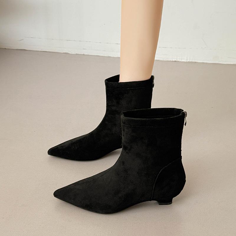 Pointed Short Boots Women's Autumn New Inner Height-increasing Boots Versatile Advanced Thin Boots