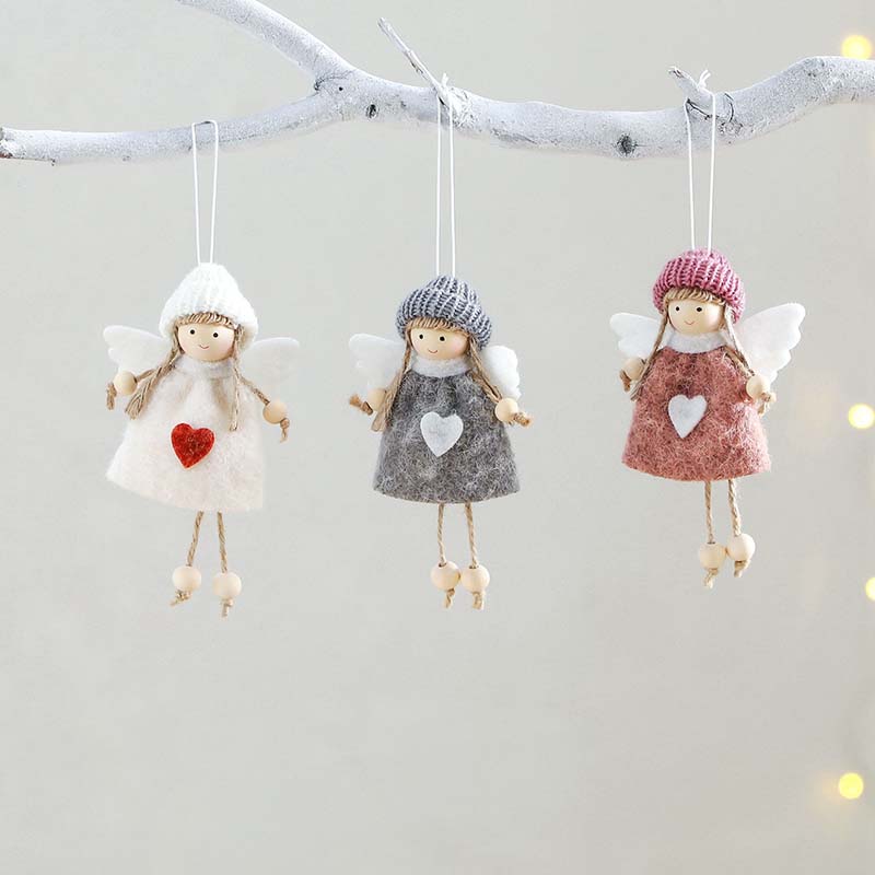 WTEMPO 1PC Christmas Decor Festive Wing Angel Doll Ornament for Christmas Tree Decor/Gift Giving Indoor Outdoor Cute Hanging Ornament Craft Gifts