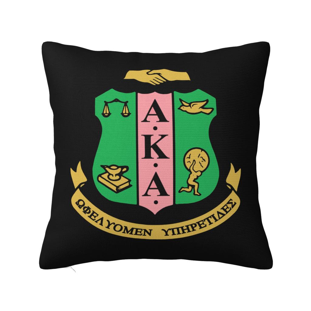 AKA Sorority Print Kissenbezug Weicher Gemütlicher Quadratischer Kissenbezug für Zuhause Sofa Bett Auto Dekoration Kissenhülle 18x18 Zoll