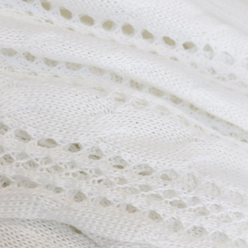 Summer Women's Retro Hollow Solid Color Short Sleeve Cover-up Temperament Medium Long Round Neck Loose Dresses