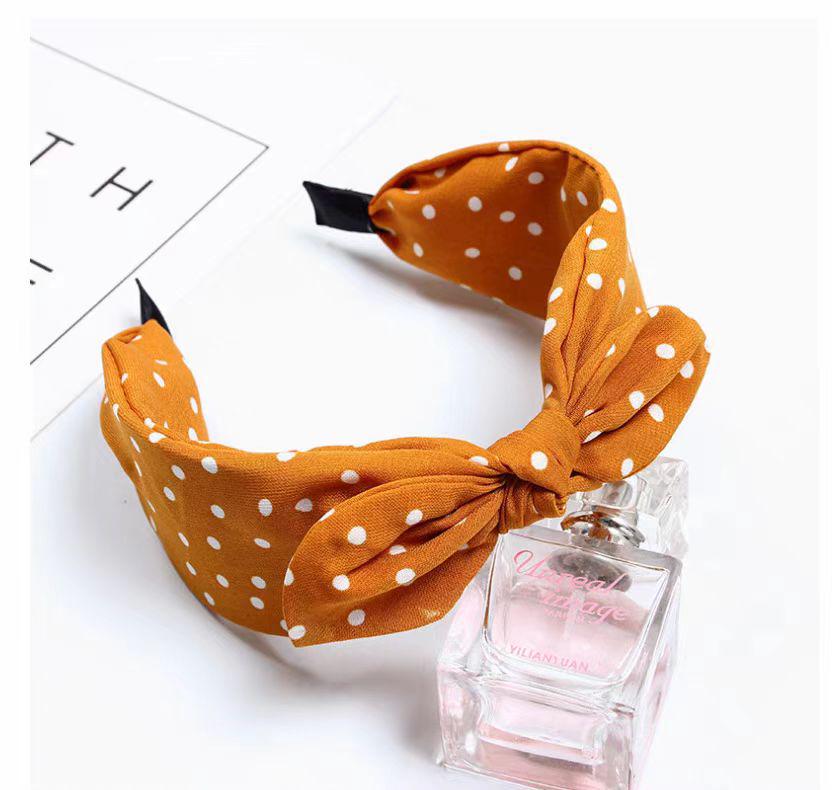 Vintage Hong Kong Red Polka Dot Bow Headband – Nostalgic Wide-Brimmed Headdress for Women