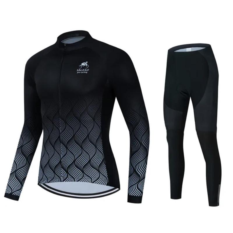 2026 Autumn Velvet Thin Cycling Suit Cycling Suit Bicycle Spring and Women's Long-sleeved Suit Quick-drying Breathable Sunscreen Overalls Trousers