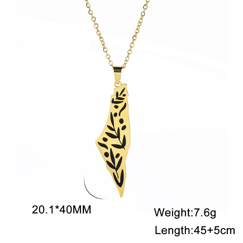 Cazador Palästina Israel Karte Anhänger Choker Kette Edelstahl Blätter Halskette für Damen Schmuck Geburtstagsgeschenk 2025 Großhandel