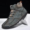 Men's Plus Size High-Top Martin Boots - Winter Casual Leather with Handmade Stitching