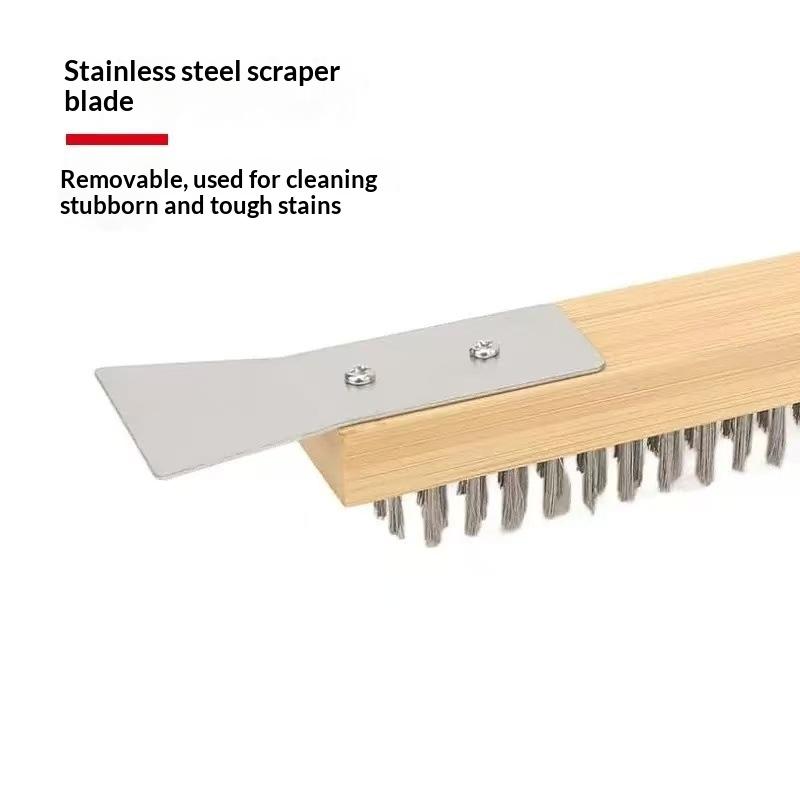 1 Pcs Portable Pizza Oven Long Wood Handle Cleaning Brush Easy Cleaning Hard Bristles Grill Brush For Pizza Oven Grill Cleaning
