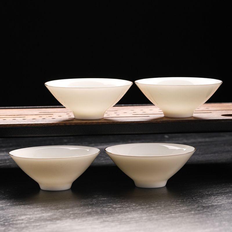 Sheep Fat Jade-colored Douli Cup, Chinese-style Ceramic Tea Cup, High-quality Porcelain Cup, Tea Set