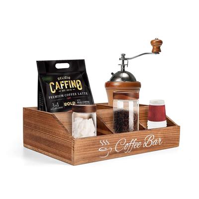 Kaffee-Gewürz-Aufbewahrungsbox, Teebeutelhalter, Brauner Holz-Kaffeebeutelhalter, Teebeutel-Aufbewahrungsbox, Kaffee-Kapsel-Aufbewahrungszähler, Kaffeebar-Zubehör
