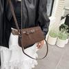 Yogodlns Retro Suede One Shoulder Bags for Women Early Autumn Square Frosted Solid Zipper Crossbody Bag Versatile Commute Handbags