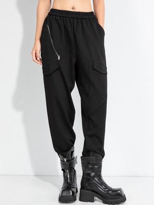 Black Plus Size Spring Autumn High Waist Harem Pants Women Loose Casual Trousers