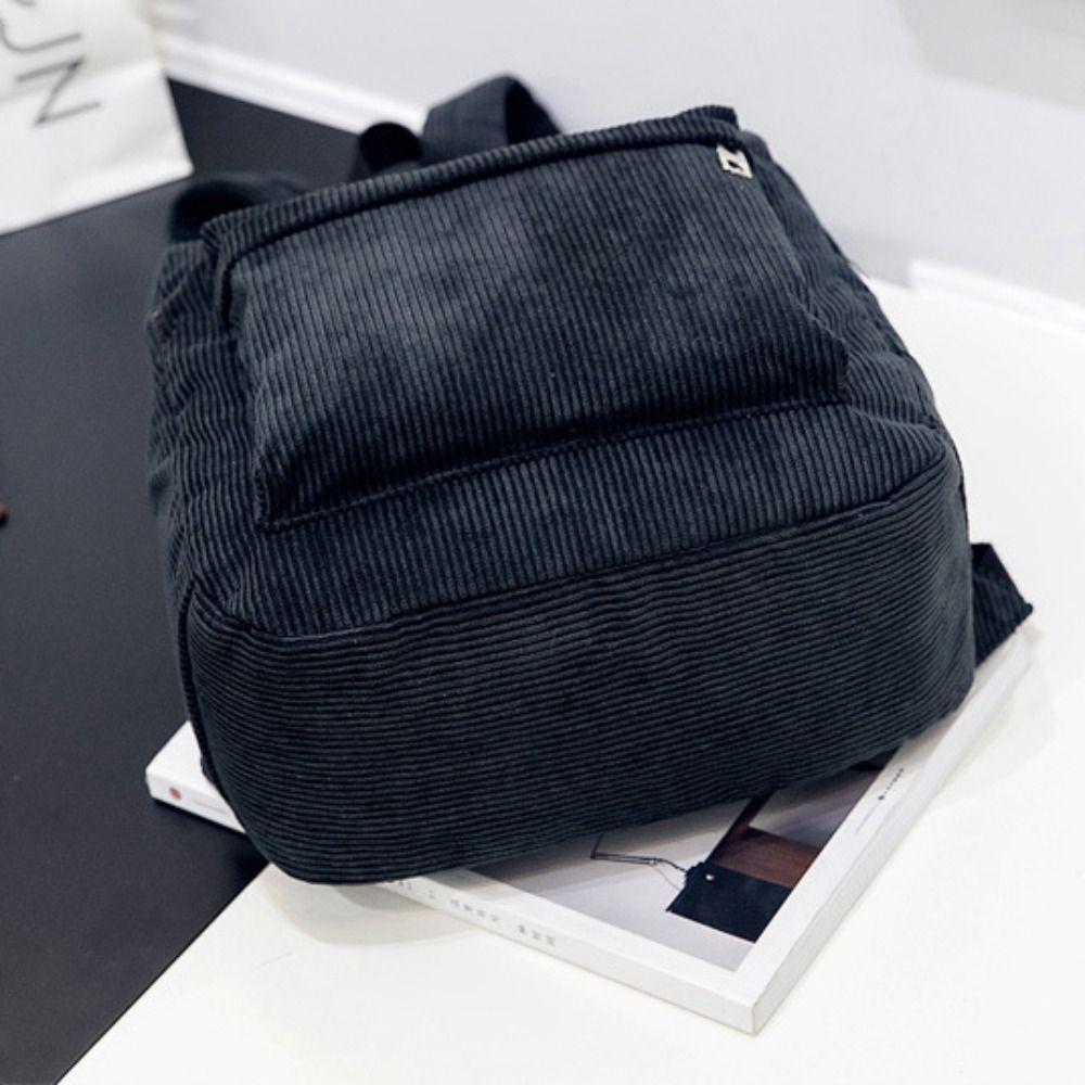 Fashion Large Capacity School Bag Lightweight Multiple Pocket Travel Bag Dacron Corduroy Design Striped Rucksack Teenagers