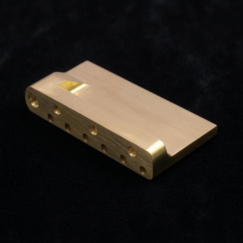 Brass Guitar Bridge Base Brushed Finish Tremolo Drilled Holes