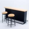 3Pieces Doll House Furniture Bar Counter with 2 Bar Stools and Bar Table for Craft Project Bar Scene Display Accessory