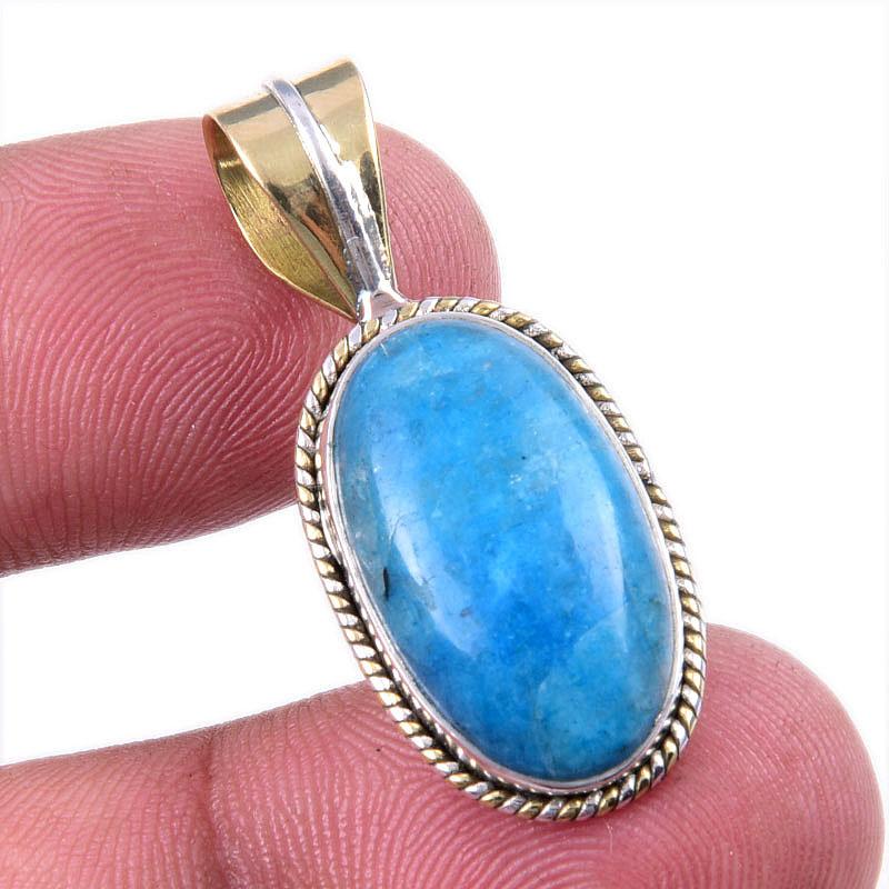 

Natural Purple Moonstone Gemstone 925 Solid Silver Two Tone Pendant 1.25 n1l38