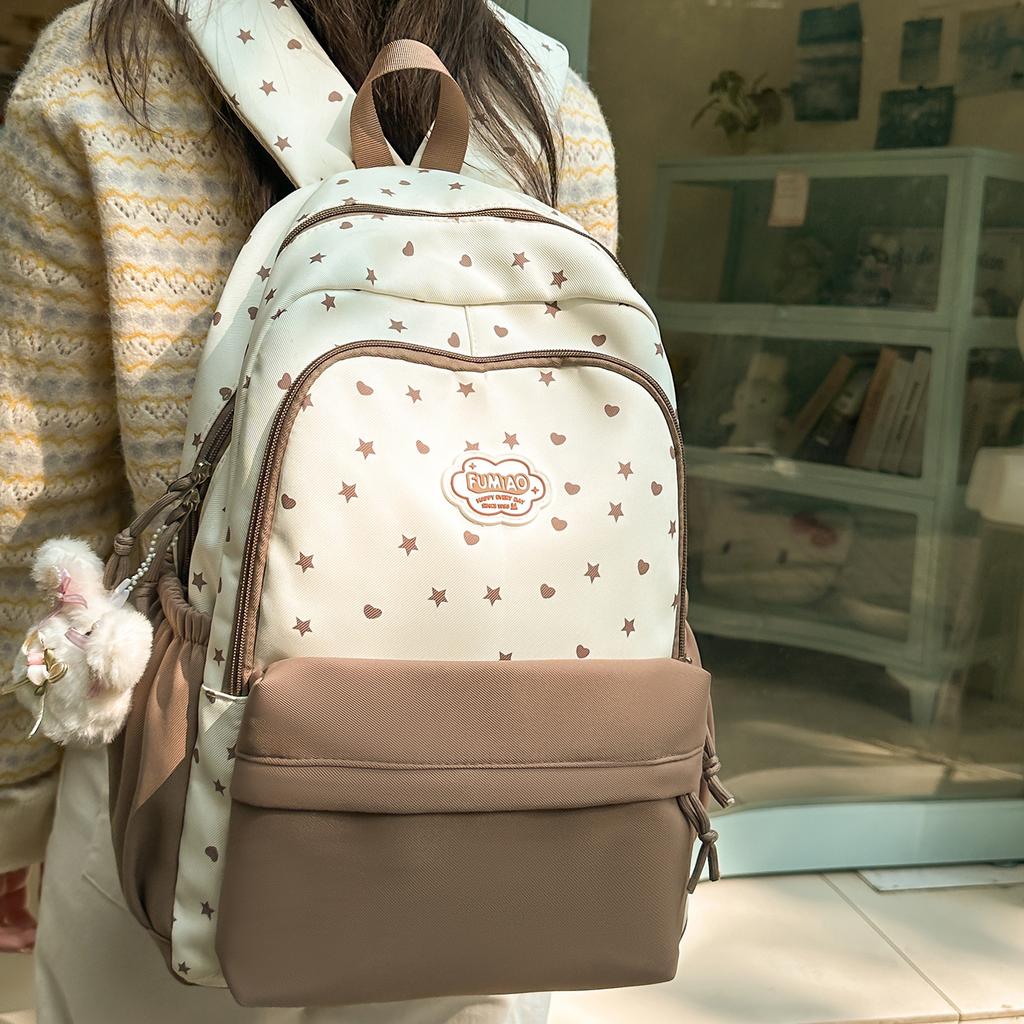 Schoolbag New High-value Japanese Schoolbag Ins Niche Sweet and Cute Star Backpack Junior High School Students Lightweight Backpack