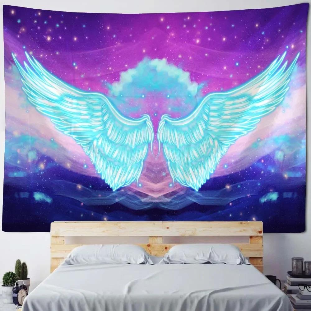 Черно-белые цветные крылья Декоративный гобелен Украшение стены для дома Офис Гостиная — фото 4