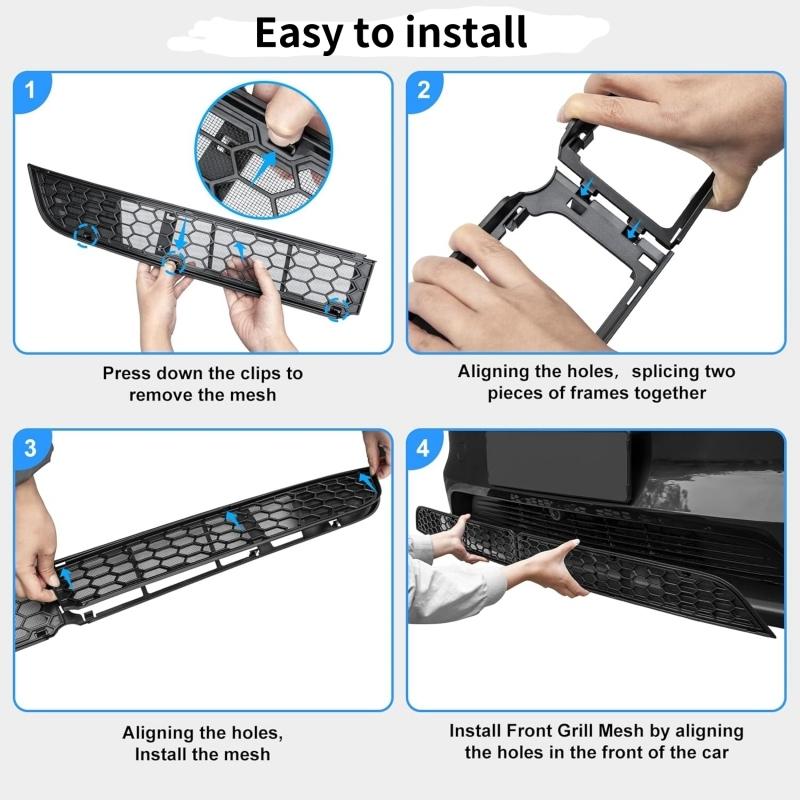 For Tesla Model 3 Highland 2024-2025 Model Y Juniper 2025 ABS Front Grill Guard Mesh Air Inlet Vent Cover Car Bumper Accessories