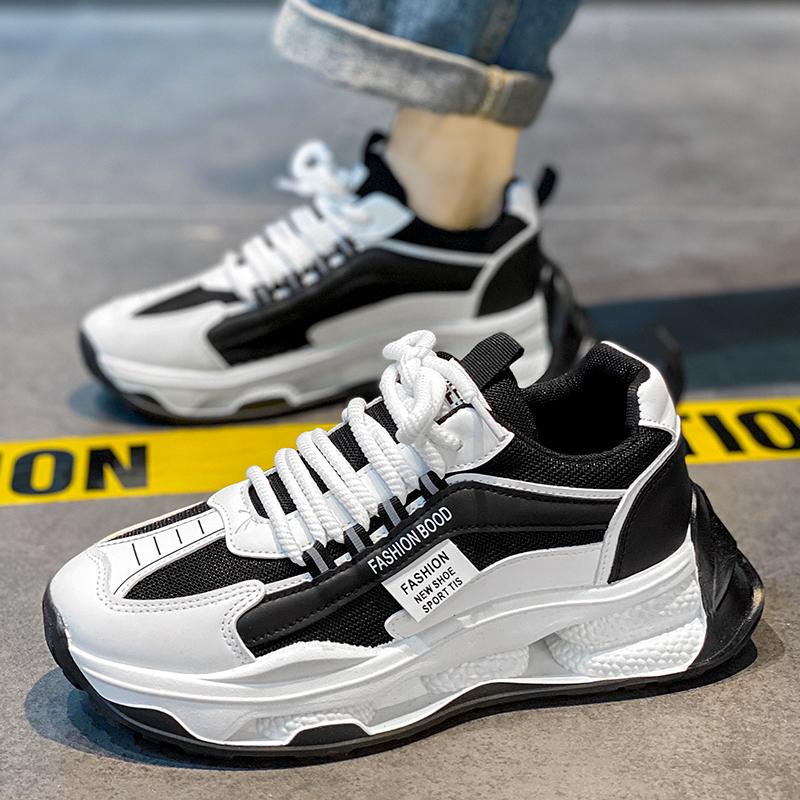 Robustní Pánské Tenisky Designové Běžecké Boty Módní Ležérní Mikrovláknová Kůže Síťovina Prodyšné Zvýšená Výška Plochá Platforma