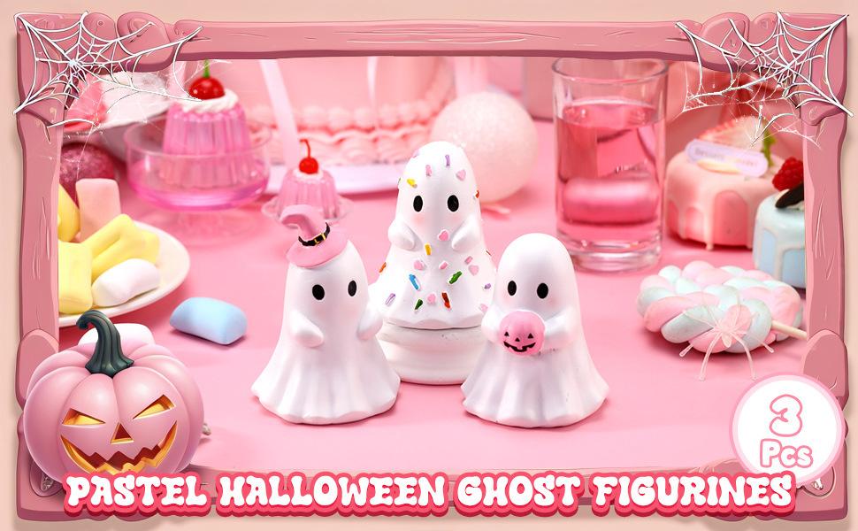 Cute pink ghost Halloween decoration ornaments creative home desktop holiday party small ornaments resin craft