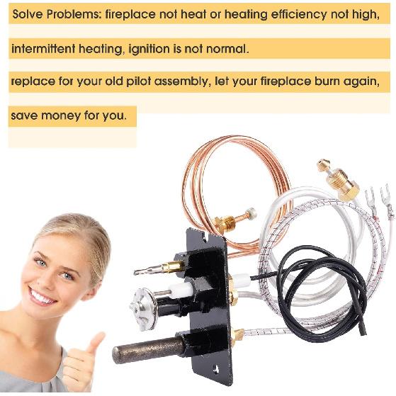 10002264 Natural Gas Pilot Assembly, SRV10002264 NG 3 Way Pilot with Thermocouple Thermopile Replacement Kits Compatible with Majestic, Temco,