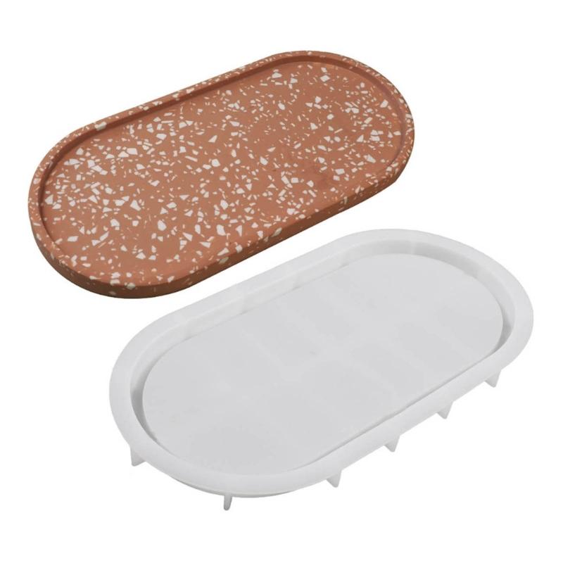 Stampo in Silicone per Sottobicchiere Ovale Stampo per Posacenere Fai da Te Stampo per Vassoio in Cemento e Gesso Stampo per Colata in Resina Epossidica Sottobicchiere Stampi Artigianato Decorazione per la Casa