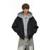 Mens Winter Fleece Lined PU Leather Cotton Coat With Fur Collar Loose Fit Warm Casual Jacket Teens