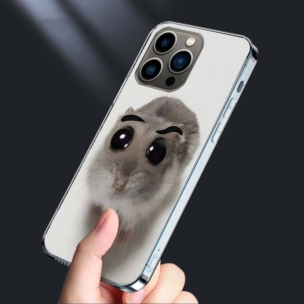 

Funny Sad Hamster Meme Phone Case For Iphone 16E 15 Pro 14 Plus 17Air 16 17 Pro Max 12 13 Mini X XS XR 7 8 SE2020 Capa Cute Cove iPhone 16 Pro Max