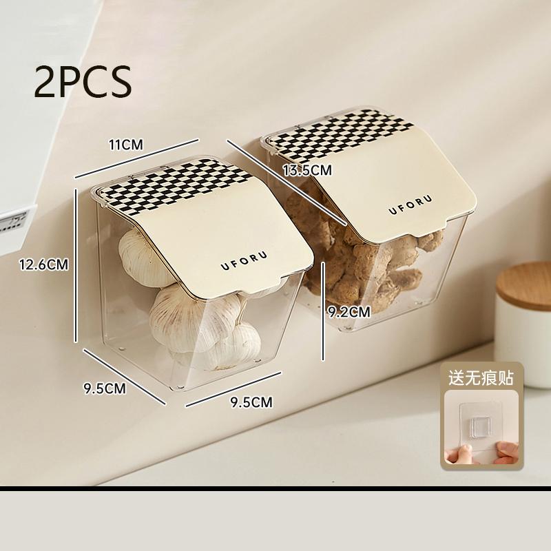 

Kitchen Onion Ginger Garlic Storage Box Wall Mounted Non Perforated Food Grade Dust Proof Moisture Proof Plastic Storage Basket