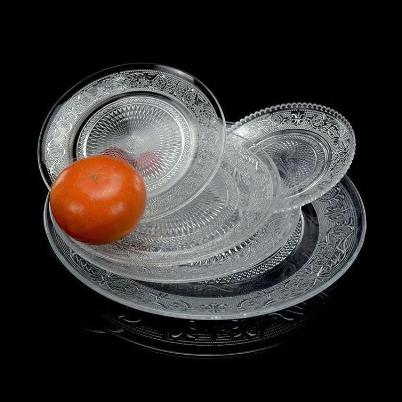 NHZHIW Nordic 12-inch Round Glass Serving Plate