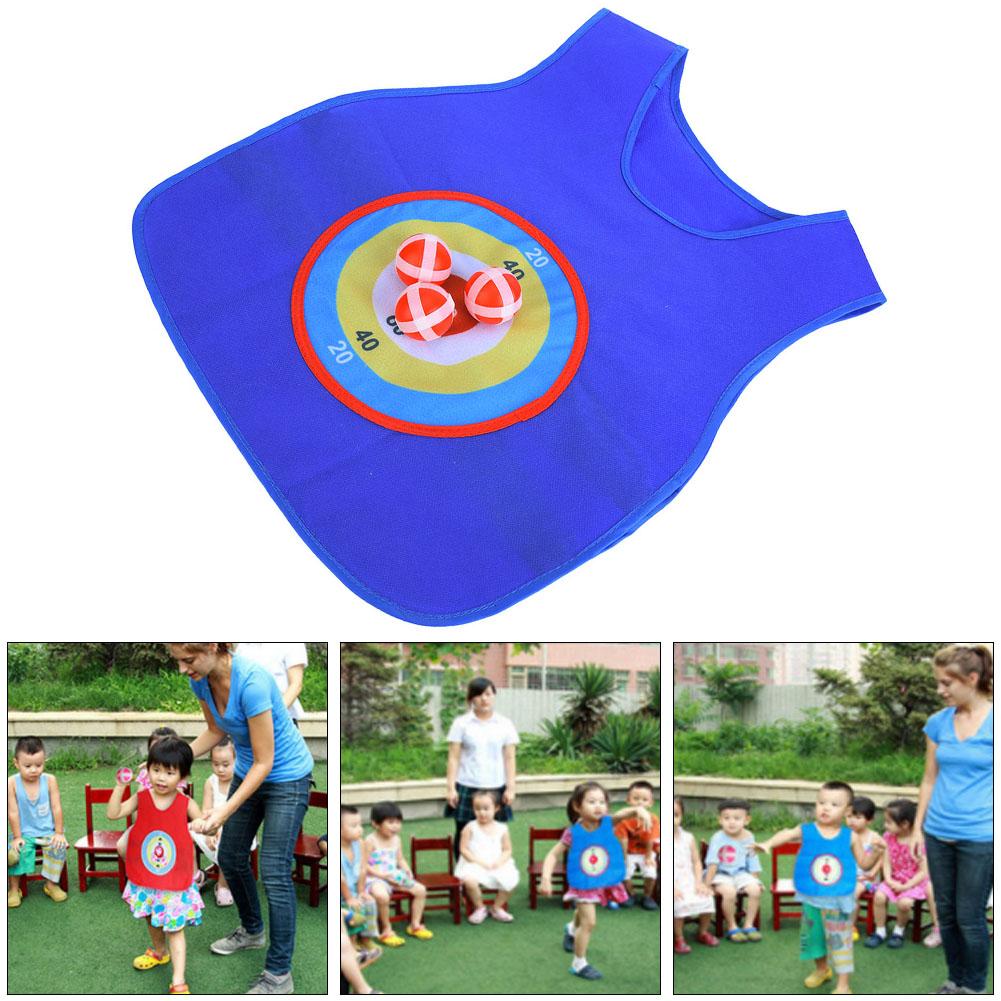 Children s Sticky Ball Jersey Outdoor Toss Sticking Target Game Vest Kids Fun Sports Toyblue
