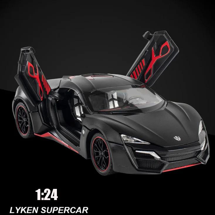 

1:24 LYKAN Hypersport Diecasts & Toy Vehicles Metal Car Model Sound Light Collection Car Toys For Children Christmas Gift