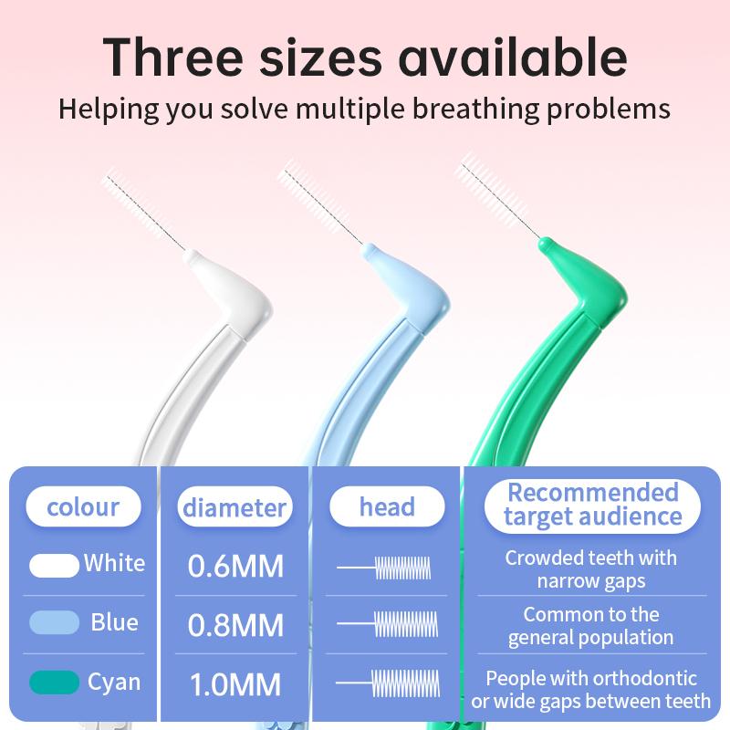 Y-Kelin L-Shaped Interdental Brush Orthodontic Soft Bristles for Gap Cleaning 10Pcs Oral Care Tool