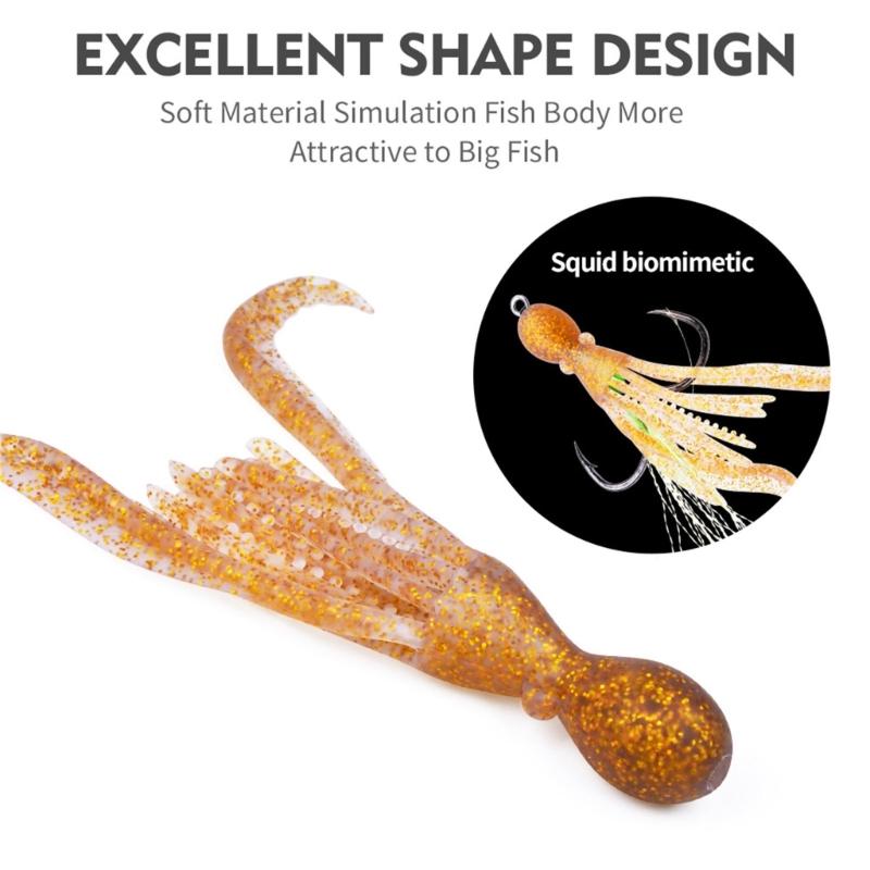 5pcs Floating Fishing Lures Squid Jig Soft Baits Silicone Artificial Baits Swimbaits Fishing Accessories