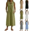 Women Sleeveless Casual Dress Summer Loose Fit Midi Dress with Round Neck and Tie Detail Side Pockets Lightweight Comfortable