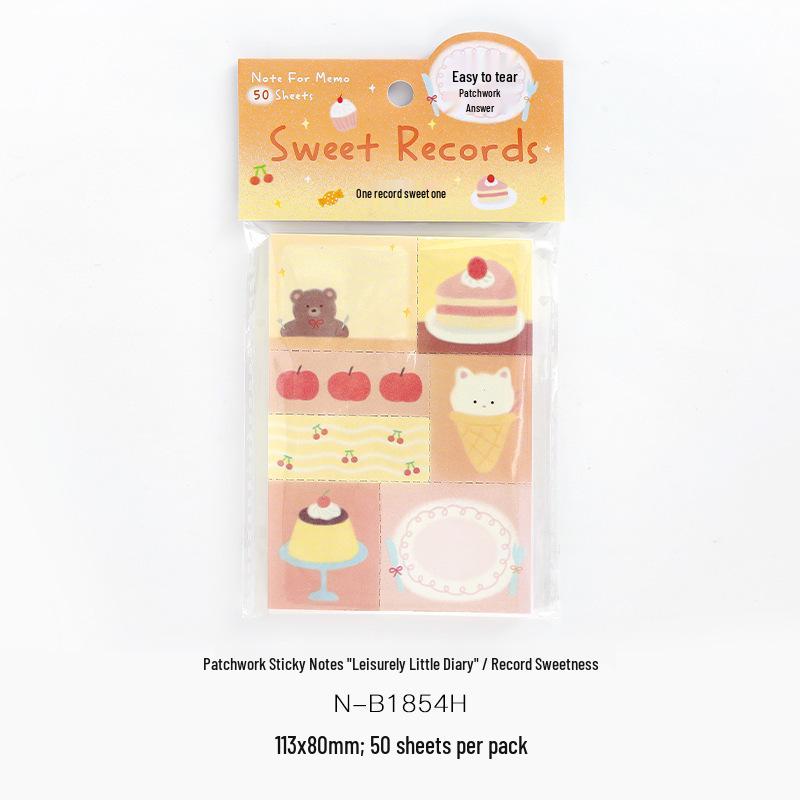 Patchwork Sticky Notes: Korean Style Little Diary, Tearable Student Reminder & Journal Material.