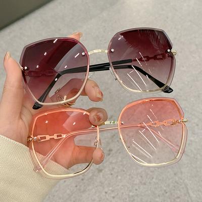 Gafas de Sol Cuadradas Sin Montura de Moda para Mujer Marca de Lujo Diseñador Gafas de Sol Vintage Gafas Graduadas Tonos Tonos Femeninos