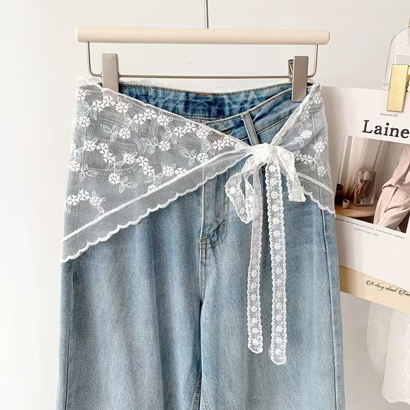Korean Style Layered Gauze Lace Skirt with Headscarf - Spring/Summer Women's Versatile Short Skirt & Butt Cover