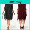 Plus Size Womens Overlay Lace Dress With Stylish Three Quarter Sleeves