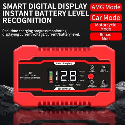 12 Volt Battery Charger 12V6A Automatic Battery Fast Charger Vehicle Charging Maintenance Equipment For Cars Motorcycles Trucks