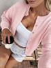 Women's European and American Style Single Row Shell Button Sweater Jacket 2026 New Loose Soft Round-neck Knit Cardigan