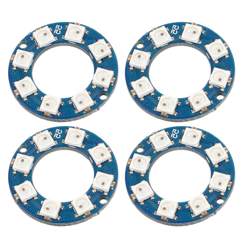 4Pcs LED Ring Lamp Board RGB Full Color 8pcs LED WS2812 5050 Chip for Decoration