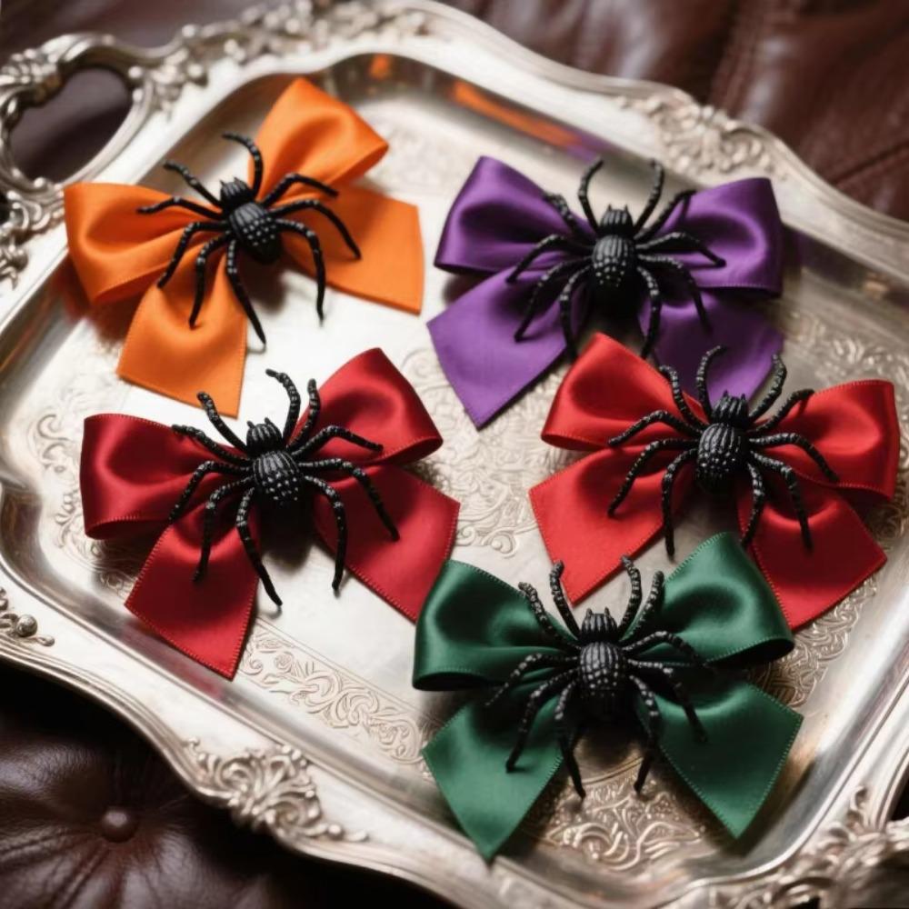 Plastic Bowknot Hairpin Spider Theme Halloween Head Wear Happy Halloween Spider Hair Clip  Cosplay